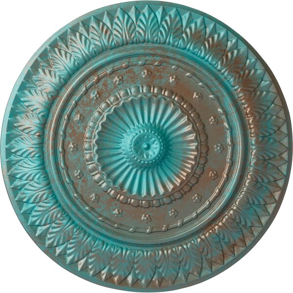 Ekena Millwork Christopher Ceiling Medallion, Hand-Painted Copper Green Patina, 26 5/8"OD x 2 1/4"P CM26CSCGS - main